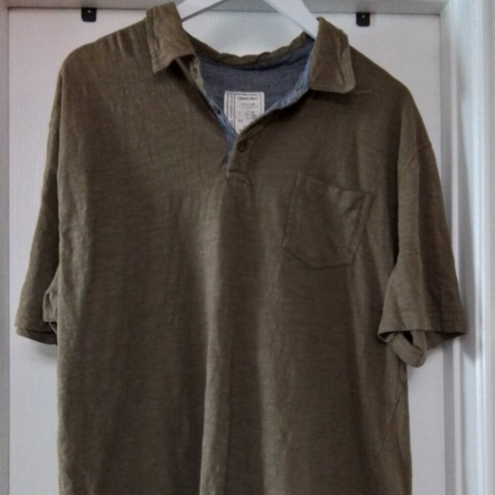 Colours Alexander Julian 3 Button Collar Short Sleeve Shirt Army Green 2XL